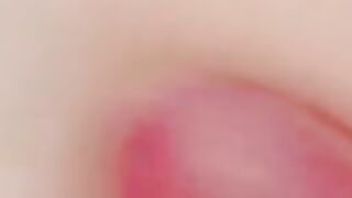 Trans-Teen (Sukai K) Milks her Soft Breasts and Cums on her Belly