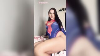 Spiderwoman is back to her fans with her schlong