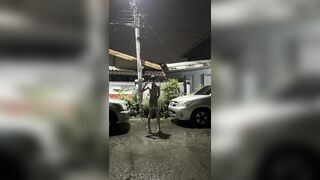 Bikini, raincoat on a rainy night