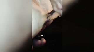 Faggot tears his booty with a large vibrator, wife films it. Cuckold.
