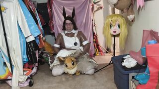 PVC Eevee Cosplay Dildo and Plushie Hump