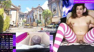 Goth Shemale Excited Gamer Doll in Haunch Highs Tries to Survive in Overwatch During the time that Buzzed by Viewers