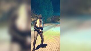 A transvestite disrobes and masturbates in public