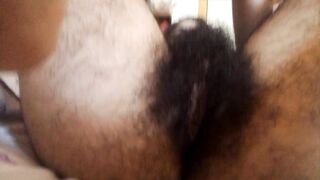 Bushy moist vagina sex tool play