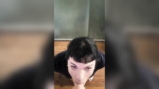 Tattooed trans employee sucks ramrod to keep job