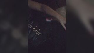 Transgirl teases leather corset