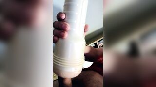 pre hrt trans gal teases and bangs a fleshlight cumming hard