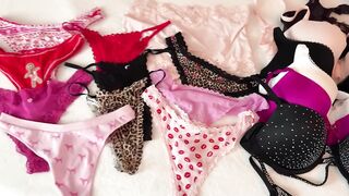 Shemale jerks off in fresh pants