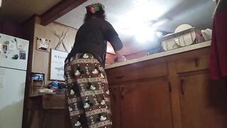 Sexy TS Transgender Whore, Sissy Cleaning Dishes (Belt Slide)
