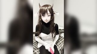 Ebony Zentai Kigurumi Sextoy and Masturbation