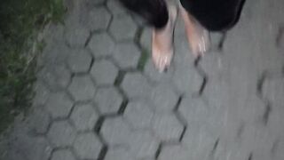 feet on a walk - me wearing 17cm transparent high heels
