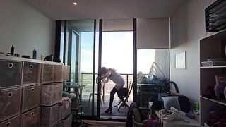 Banging dildo outdoors