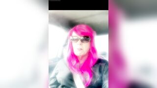 Mrs. Roman TG with Pink Hair and leather gloves smokin' VS120s Menthol driving CD older ladyboy smokin' fetush