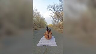 Rubidoll Ass slam with a ebony shlong outdoors