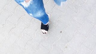 jeans and platform wedges - public crossdressing