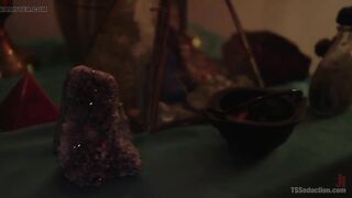 TS Angel Sunshyne Monroe Drains Her Plumbers Palpitating Pipe