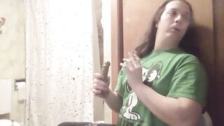 TRANS BITCH - SMOKES AND SUCKS HER EBONY SEX-TOY - 01/06/26