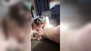 Hawt trans gal in strappy underware gets her girlcock sucked by curvy mother i'd like to fuck