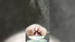 Pierced boyclit and (fake) labia rings; close up knotting my snatch