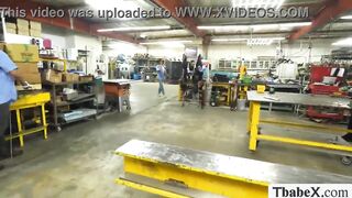 Me and my TS workmate are enjoying our a bit of ass in the work station.After that,our boss caught us and instead of getting eager