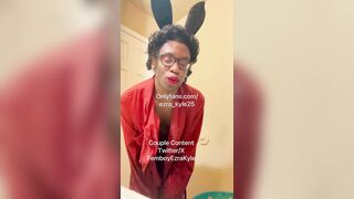 Ebony sissy Femboy disrobes for u on Halloween . Pair content on twitter:FemboyEzraKyle