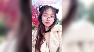 SFW* Cute face kitty sissy Tongue Piercings smokin' outdoors