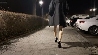 I'm walking around outside in my transparent latex tights with higheels and supermini