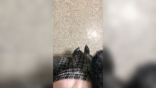 Trans nearly catched and cumming in elevator