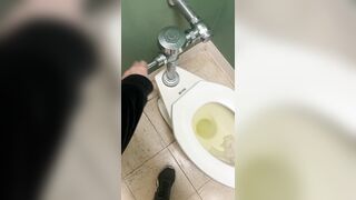 POV: trans stud pissing in chaps’s public washroom
