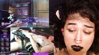 ROCK CATGIRL SUCCBUS TRANSGIRL with vibrating plug plays overwatch whilst viewers control it egirl rock emo kitten gamer gooner cute transgirl