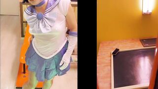 Sailor mercury's masturbation with nipp toy and booty-plug. Please see my arsehole!