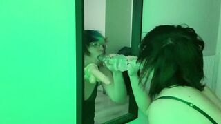 Goth Tboy Sucks Off 2 Dildos