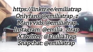 Crossdresser banging her booty with a large thick Sex toy - Jizz flow - Trap Sissy