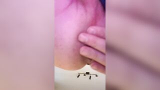 cum-wet snatch squirts into a discharged glass and drinks it