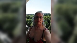 A Messy Wench Playing on the Terrace