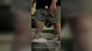 idle void urine in trash can