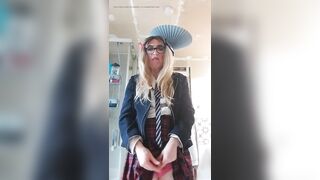 Lewd Sissy in Uniform Likes Her Precum