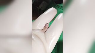 Crossdresser flicks butt whilst fisting fast and coarse