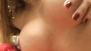 Breasty trans beauty anally banged near the pool