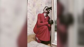 Crossdresser sucks ebony sex tool
