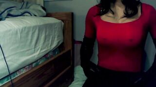 Forever Smiles Pt4! Female mask gal Happi give her silicone cunt a rub!