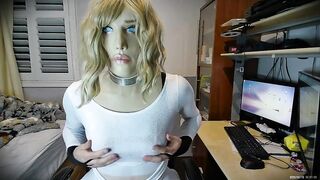 Doris Jill Pt2! Your plastic doll faced girlfriend Jill plays with herself and unmasks!