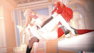 Blond bombshell beauty Hestia gets railed to squirting climax by Shemale hentai Zentreya (SpamKaju)