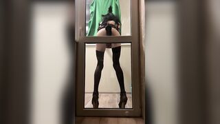 sissy rips her booty with a massive sextoy