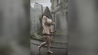 Hardcore Large Breast Pyramid Head From Silent Hill with a Big Transgender Dong