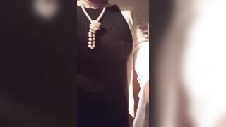 Crossdresser Male Showing off His Curves in Front of the Mirror