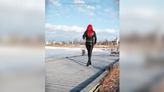 Walking in hot leather.
