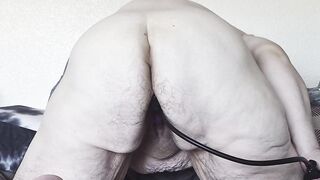 Overweight trans guy has shaking orgasms with the one and the other holes filled