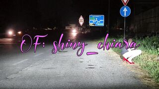 Trans Street Floozy looking for clients pee on the side of the street
