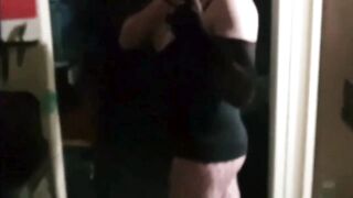 "Thick Butt Redhead in Constricted Pink Panties Bath Mirror Selfie"